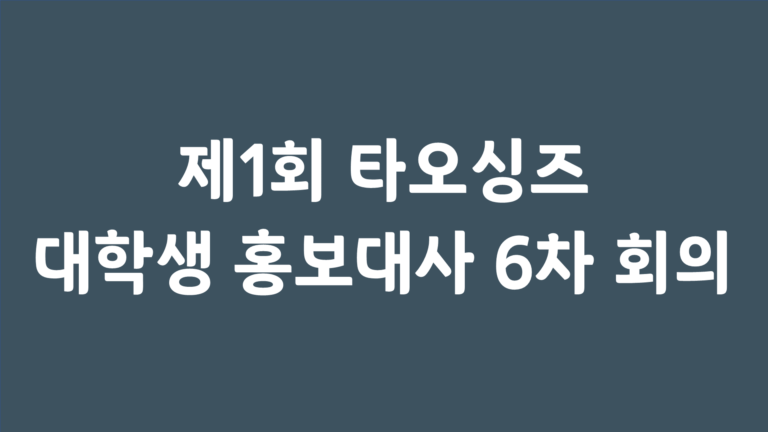 Read more about the article 제 1회 한국타오싱즈 대학생 홍보대사 6차 회의